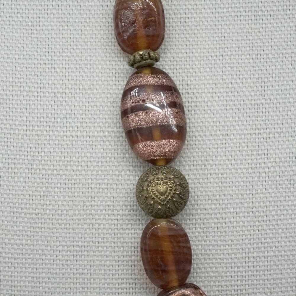 Necklace with Lamp Works Custom Painted Beads. Lobster Clasp. - Picture 3 of 4